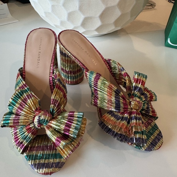 Loeffler Randall Penny Sandal Slide Multicolor Gold - Picture 2 of 6